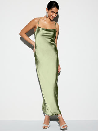 Vestido Satinado con Espalda Abierta