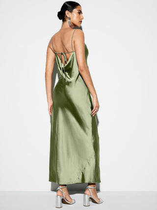 Vestido Satinado con Espalda Abierta