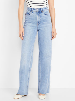 Jeans anchos de cintura extra alta.