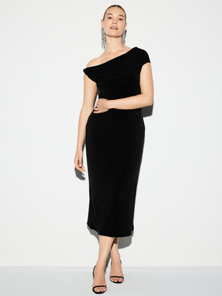 Vestido Midi con Escote Asimétrico