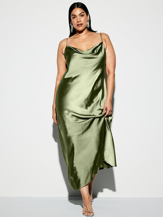 Vestido Satinado con Espalda Abierta