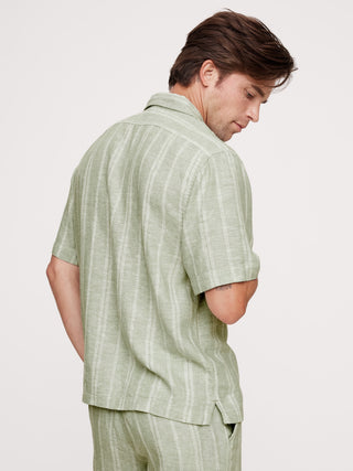 Camisa Manga Corta con Estampado de Lino