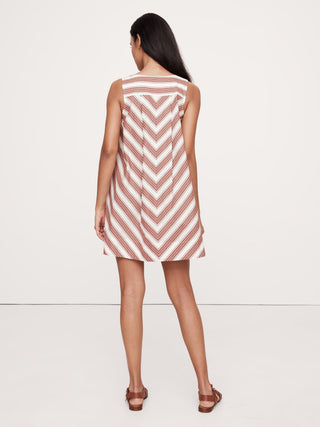 Vestido Cuello V con Estampado de Algodón