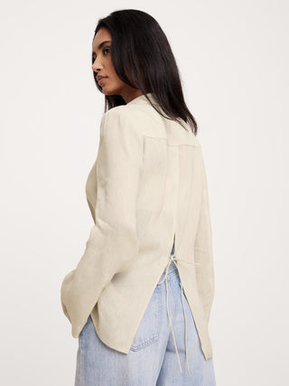 Blazer con Espalda Abierta de Lino