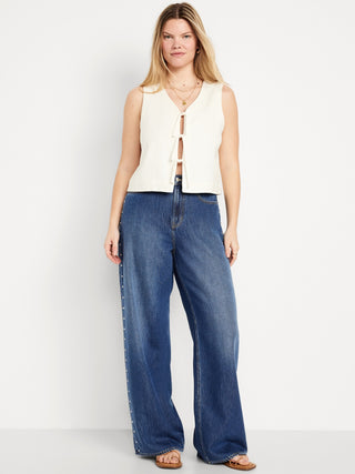 Jeans Baggy Talle Alto con Bolsillos.