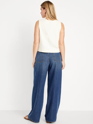 Jeans Baggy Talle Alto con Bolsillos.