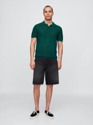 Jersey tipo polo de crochet texturizado.