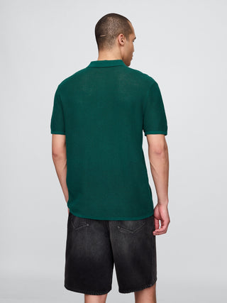 Jersey tipo polo de crochet texturizado.