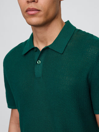 Jersey tipo polo de crochet texturizado.