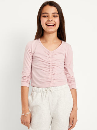 Camiseta Manga Larga con Detalle Fruncido, Niña
