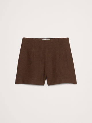 Short Talle Alto con Cintura Elástica de Lino