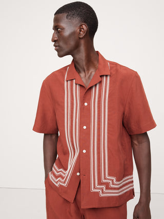 Camisa Manga Corta con Detalle Bordado