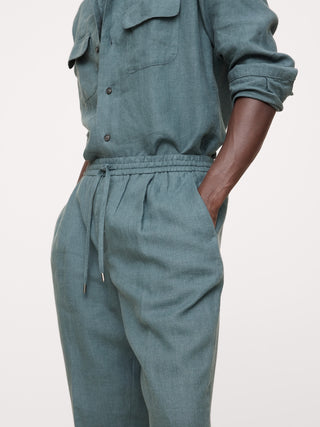 Pantalón con Cintura Elástica con Bolsillos de Lino