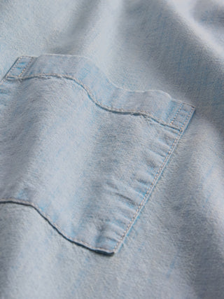 Camisa Denim Manga Corta con Bolsillos
