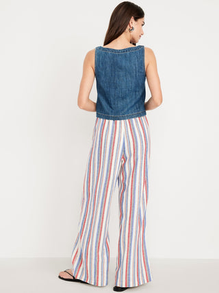Pantalón con Cintura Elástica Estampado de Rayas