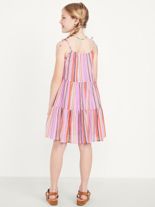 Vestido de gasa sin mangas estampada para niñas.