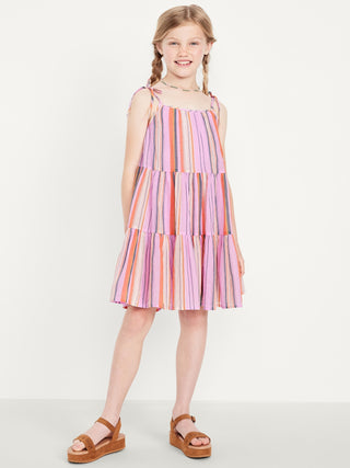 Vestido de gasa sin mangas estampada para niñas.