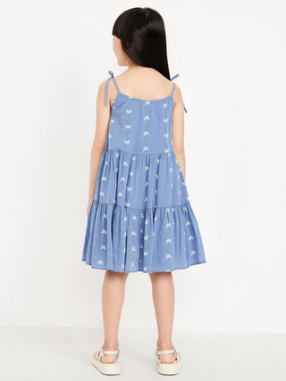 Vestido de gasa sin mangas estampada para niñas.
