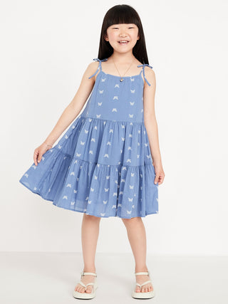 Vestido de gasa sin mangas estampada para niñas.