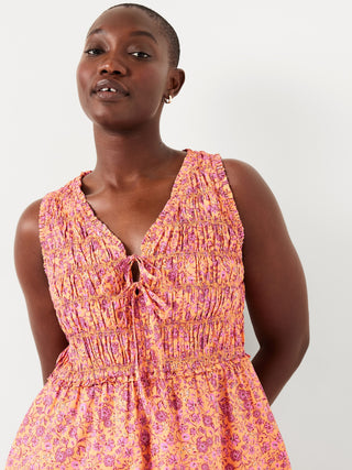Vestido con Cintura Elástica Estampado Floral