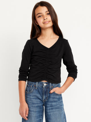 Camiseta Manga Larga con Detalle Fruncido, Niña