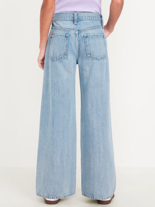 Jeans Ancho con Bordado de Corazones, Niña