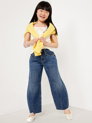 Jeans Barrel Talle Medio con Bolsillos, Niña