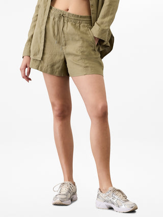Short con Cintura Elástica de Lino
