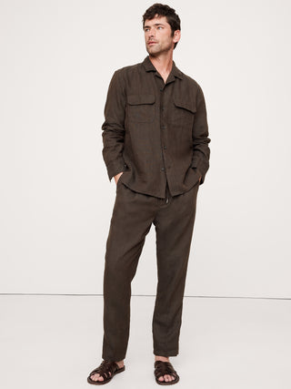 Pantalón con Cintura Elástica con Bolsillos de Lino