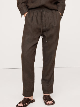 Pantalón con Cintura Elástica con Bolsillos de Lino