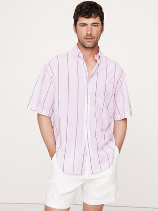 Camisa Manga Corta con Estampado de Rayas
