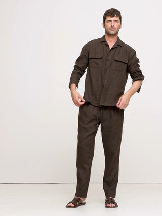 Pantalón con Cintura Elástica con Bolsillos de Lino