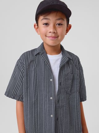 Camisa Manga Corta con Estampado de Rayas, Niño