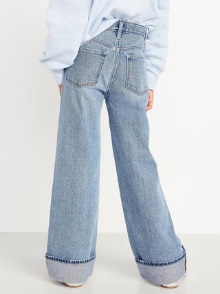 Jeans Talle Alto con Bajo Doblado, Niña