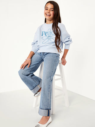 Jeans Talle Alto con Bajo Doblado, Niña