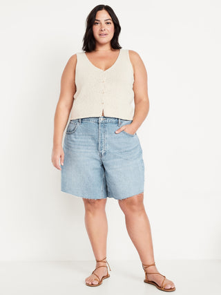 Bermuda Denim Talle Medio con Bolsillos