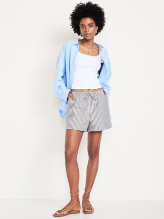 Short Talle Alto con Cintura Elástica de Rayas
