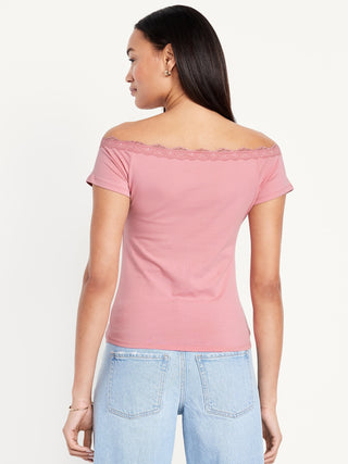 Blusa Ajustada con Hombros Descubiertos