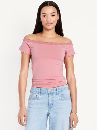 Blusa Ajustada con Hombros Descubiertos