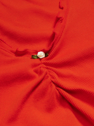 Camiseta Fruncida con Detalle de Volantes