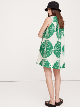 Vestido Cuello V con Estampado de Algodón