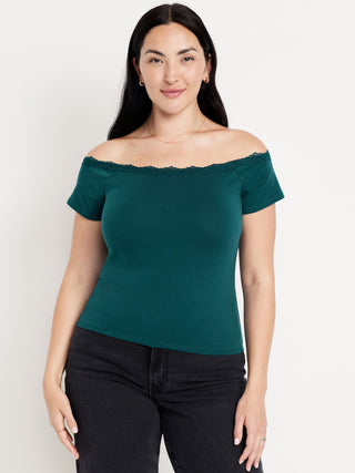 Blusa Ajustada con Hombros Descubiertos