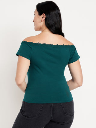 Blusa Ajustada con Hombros Descubiertos