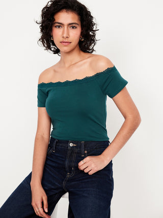 Blusa Ajustada con Hombros Descubiertos