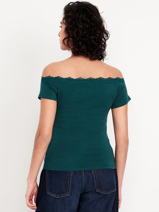 Blusa Ajustada con Hombros Descubiertos