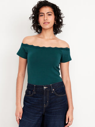 Blusa Ajustada con Hombros Descubiertos