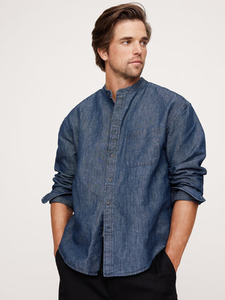 Camisa Manga Larga con Bolsillo de Algodón