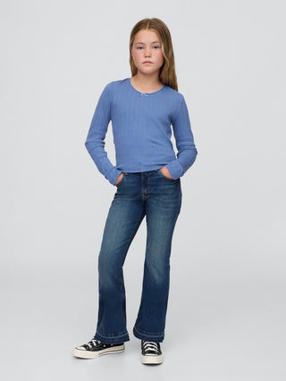 Jeans Acampanado Talle Alto con Bolsillos, Niña