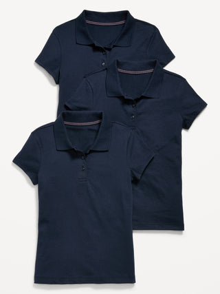 Polo de punto de uniforme escolar, paquete de 3 para niñas.