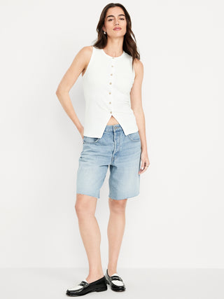 Bermuda Denim Talle Medio con Bolsillos